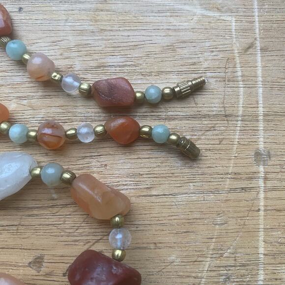 Earth’s Palette Crystal Gemstone Long Necklace Aventurine Agate Jasper Quartz - Picture 4 of 7